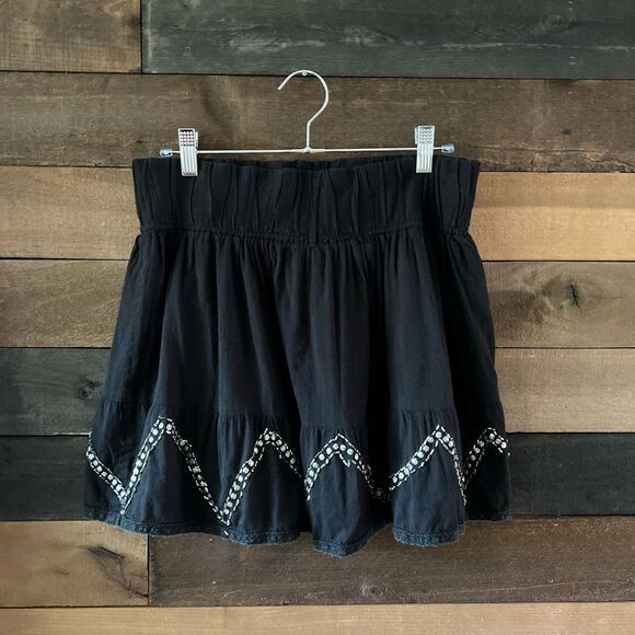 90s Y2K Vanity Black Beaded Gem Mini Skirt Elastic Pull On Waist - Picture 5 of 5